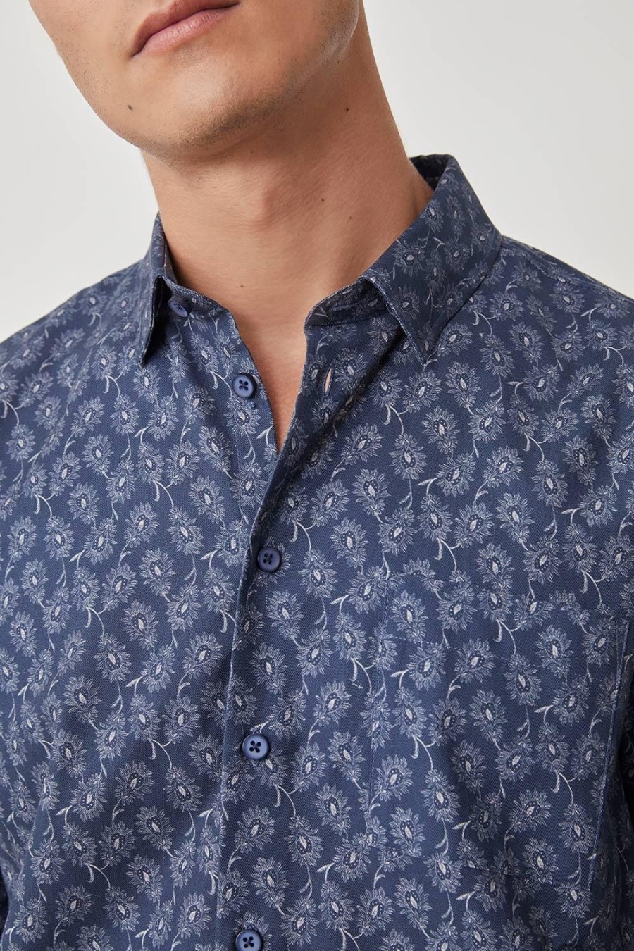 Homme Harris Wilson | Chemise Bart Marine 100% Coton Fleur Marine