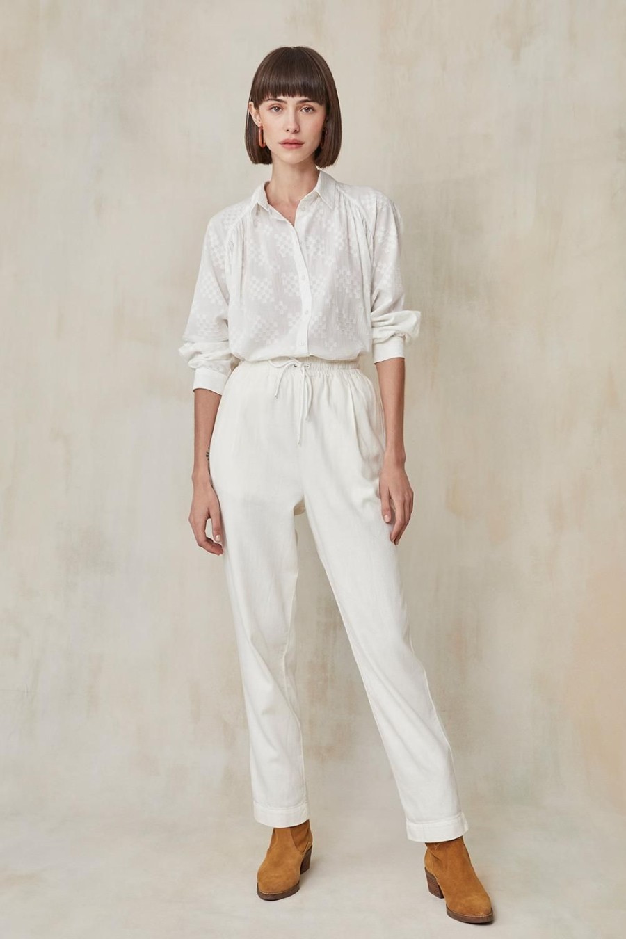 Femme Harris Wilson | Pantalon Acelia Blanc 100% Coton Ecru