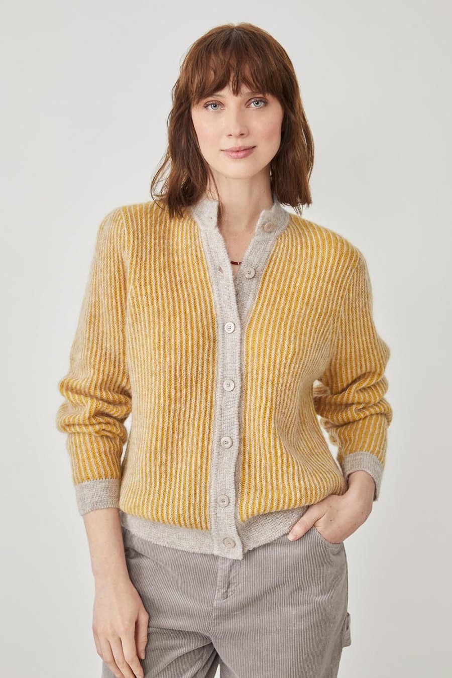 Femme Harris Wilson | Gilet Maelys Jaune Taupe/Ambre