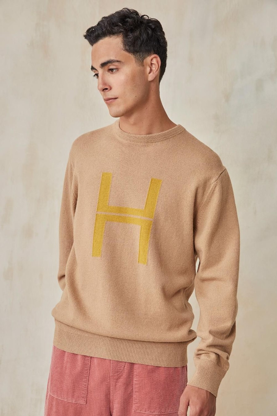 Homme Harris Wilson | Pull Romualdus Marron 100% Lambswool Gingembre