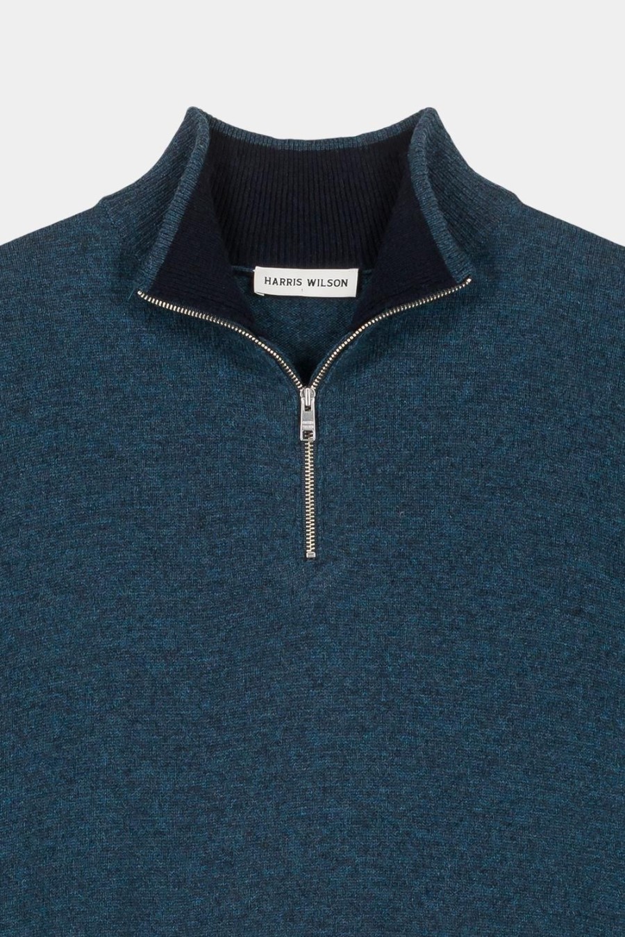 Homme Harris Wilson | Pull Romain Bleu 100% Lambswool Prusse Chine