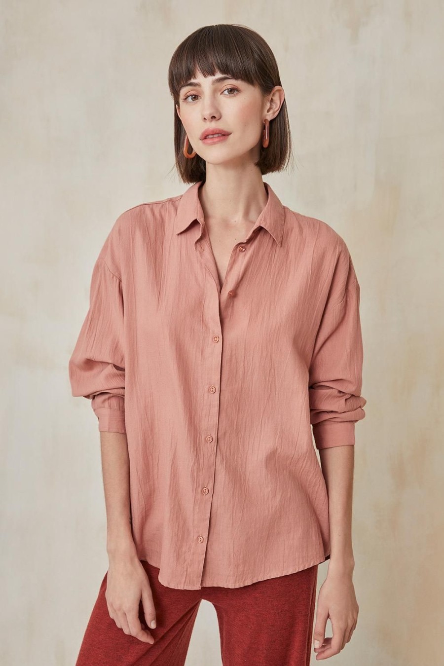 Femme Harris Wilson | Chemise Aimi Rose 100% Coton Argile