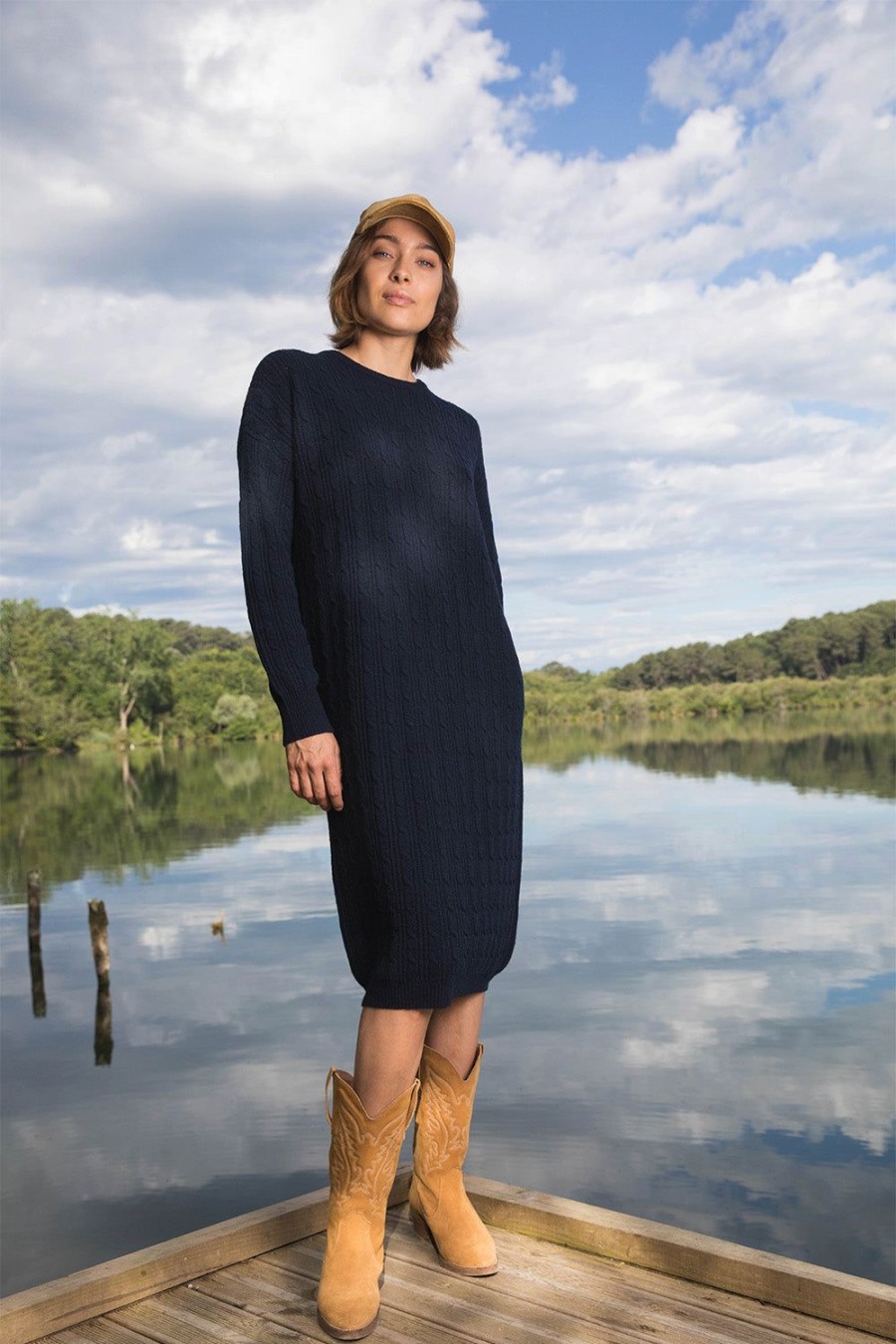 Femme Harris Wilson | Robe Mure 100% Lambswool Marine