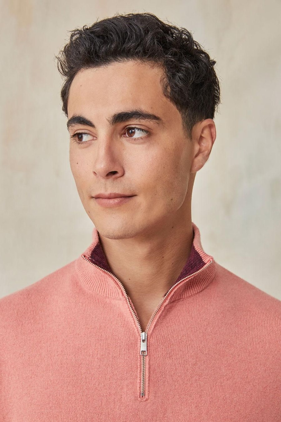 Homme Harris Wilson | Pull Romain Rose 100% Lambswool Litchi