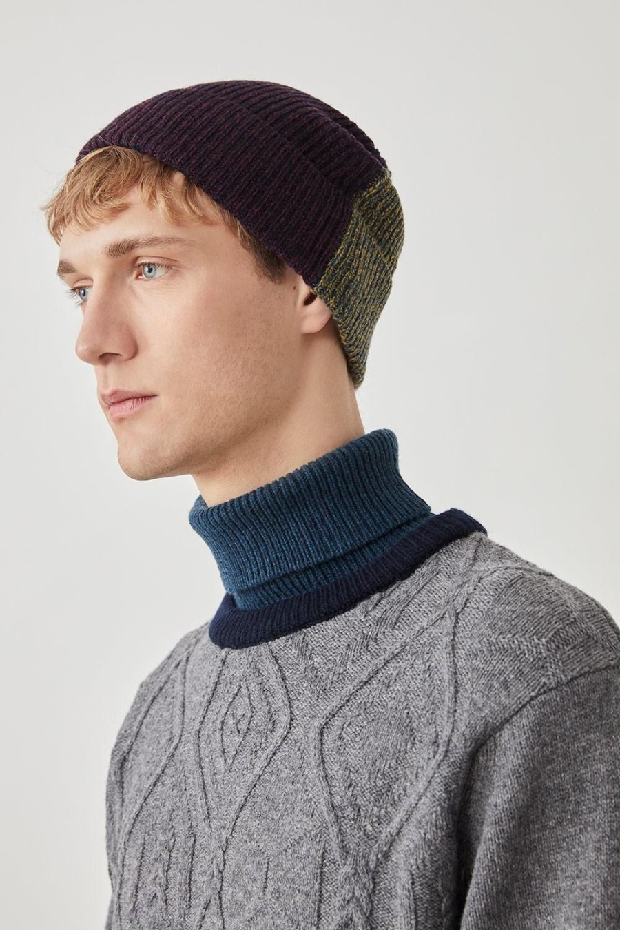 Homme Harris Wilson | Bonnet Prestige Bicolore 100% Lambswool Multico