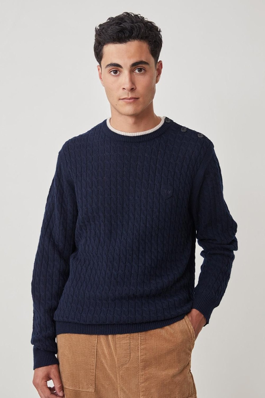 Homme Harris Wilson | Pull Romaric 100% Lambswool Marine