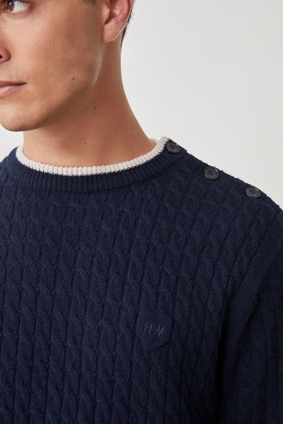 Homme Harris Wilson | Pull Romaric 100% Lambswool Marine