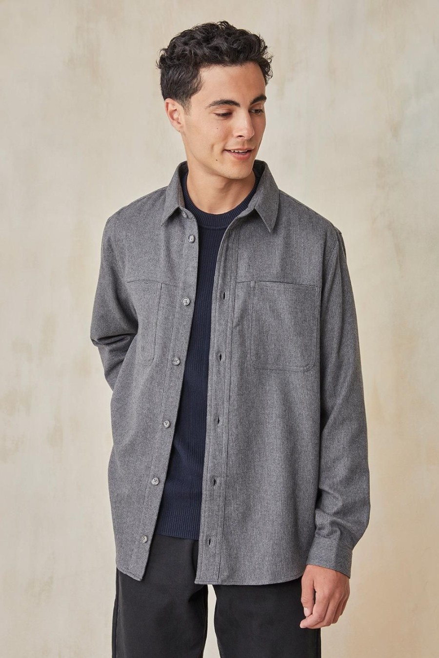 Homme Harris Wilson | Chemise Bjork Gris 100% Coton Ray Beton