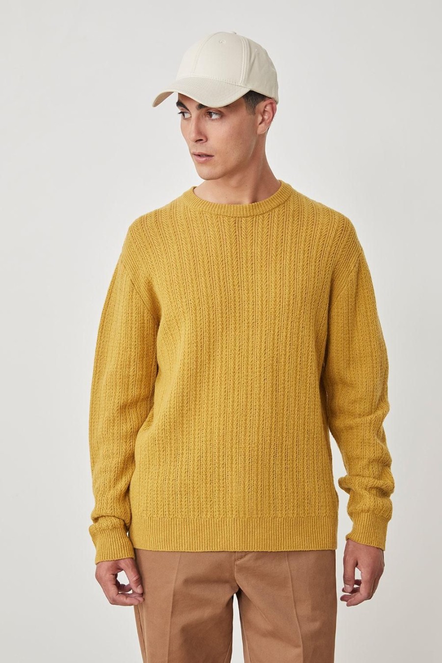 Homme Harris Wilson | Pull Romeus Jaune 100% Lambswool Citronnelle