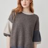 Femme Harris Wilson | Pull Madeline Gris 100% Laine Merinos Color Block Taupe