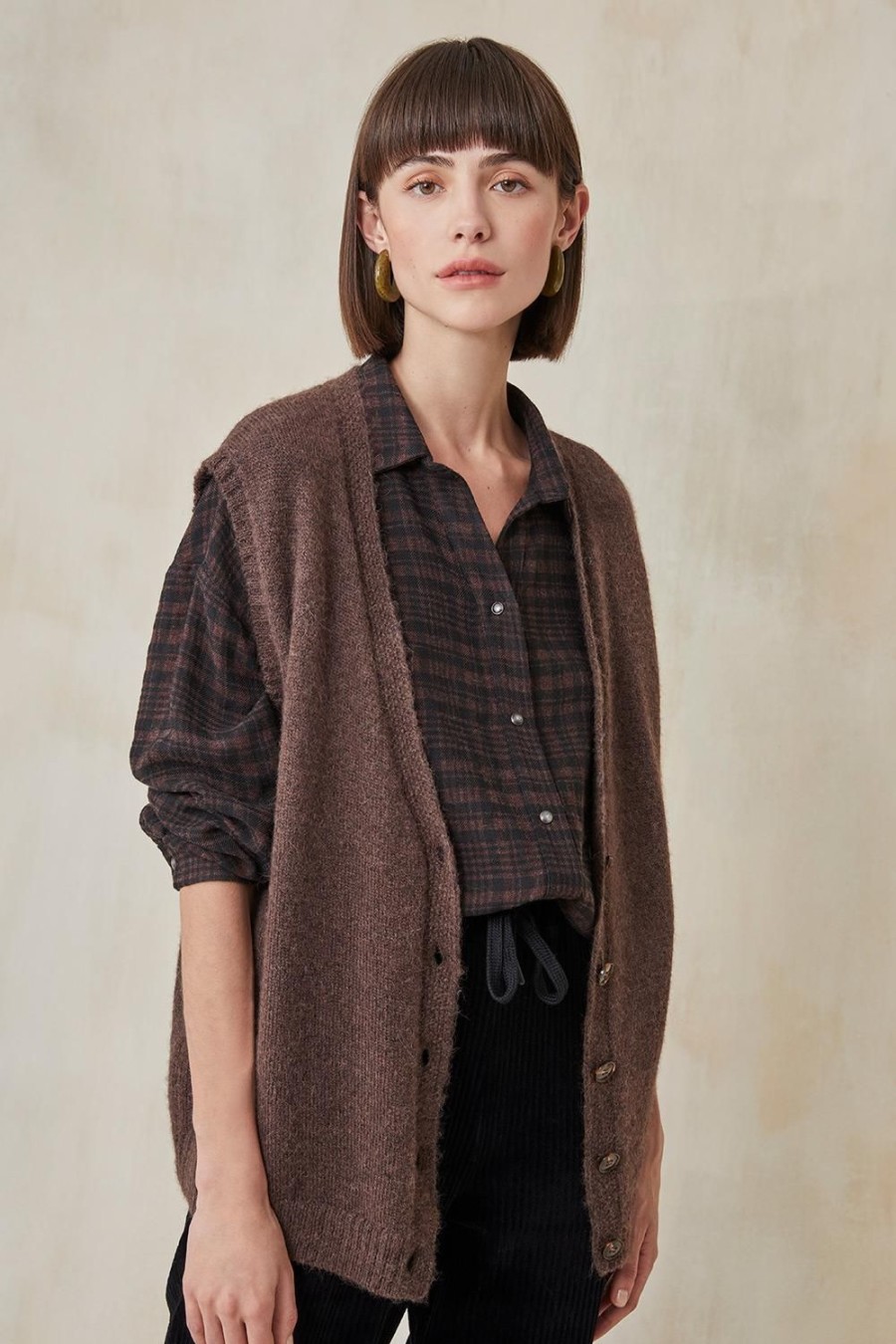 Femme Harris Wilson | Gilet Myriame Marron Chocolat Chine