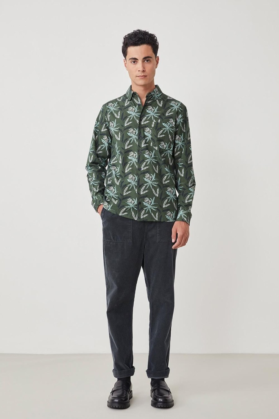 Homme Harris Wilson | Chemise Ben Vert 100% Coton Asclepias